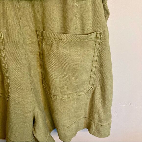 NEW Current Elliott The Lynwood Romper Shorts Belted Snap Front Khaki Size XL - Picture 12 of 16